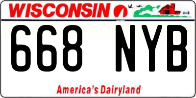 WI license plate 668NYB