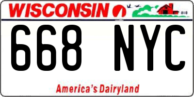 WI license plate 668NYC