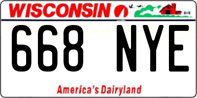 WI license plate 668NYE