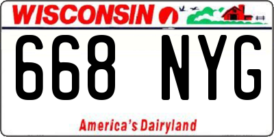 WI license plate 668NYG