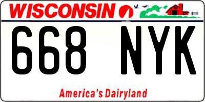 WI license plate 668NYK