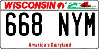WI license plate 668NYM
