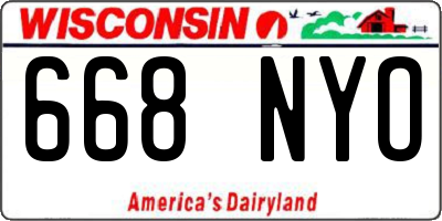 WI license plate 668NYO