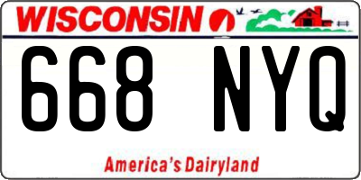 WI license plate 668NYQ