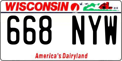 WI license plate 668NYW
