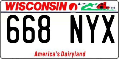 WI license plate 668NYX