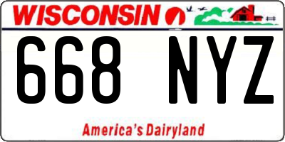 WI license plate 668NYZ