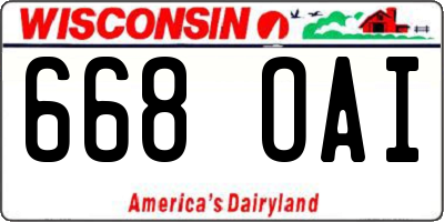 WI license plate 668OAI