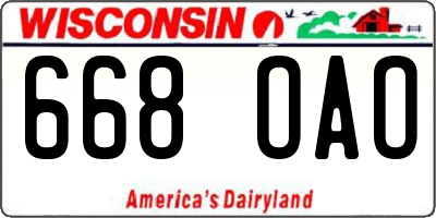 WI license plate 668OAO