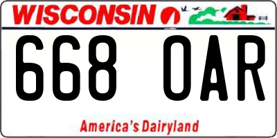 WI license plate 668OAR