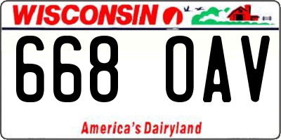 WI license plate 668OAV