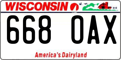 WI license plate 668OAX