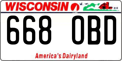 WI license plate 668OBD