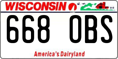 WI license plate 668OBS