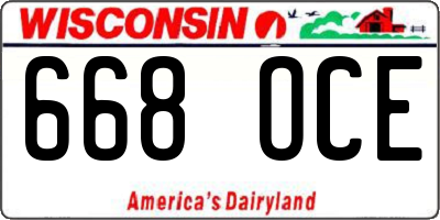 WI license plate 668OCE