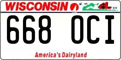 WI license plate 668OCI