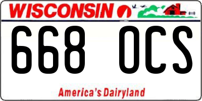WI license plate 668OCS
