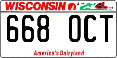 WI license plate 668OCT