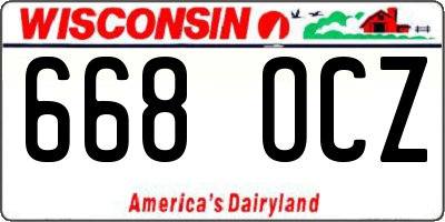 WI license plate 668OCZ