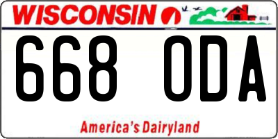 WI license plate 668ODA