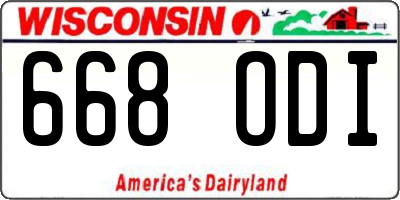 WI license plate 668ODI