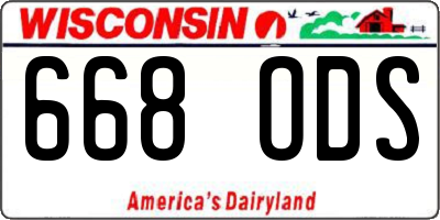 WI license plate 668ODS