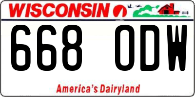 WI license plate 668ODW