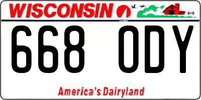 WI license plate 668ODY