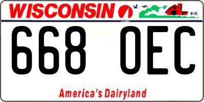 WI license plate 668OEC