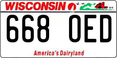 WI license plate 668OED