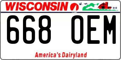 WI license plate 668OEM