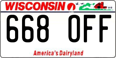 WI license plate 668OFF