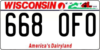 WI license plate 668OFO