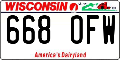 WI license plate 668OFW