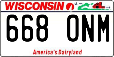 WI license plate 668ONM