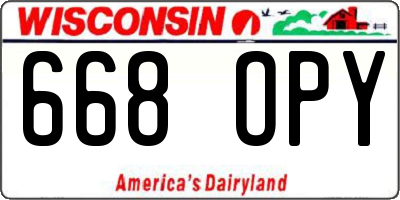 WI license plate 668OPY