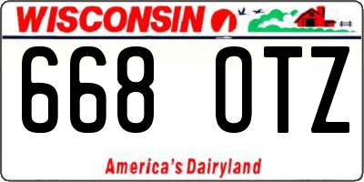 WI license plate 668OTZ