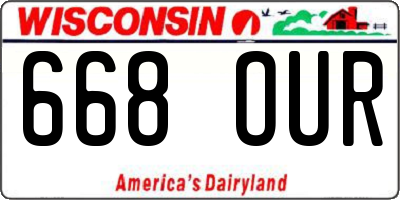 WI license plate 668OUR