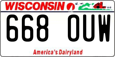 WI license plate 668OUW