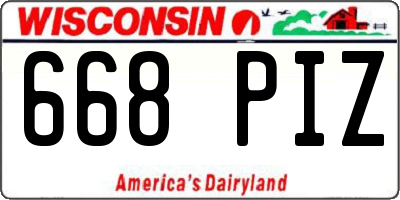 WI license plate 668PIZ