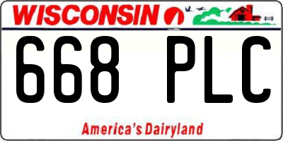 WI license plate 668PLC