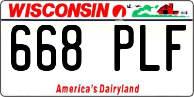 WI license plate 668PLF