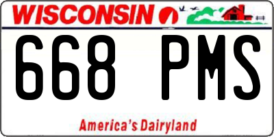 WI license plate 668PMS