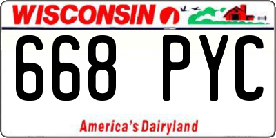 WI license plate 668PYC