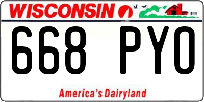 WI license plate 668PYO