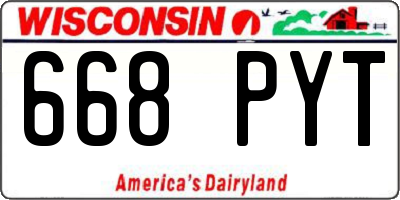 WI license plate 668PYT