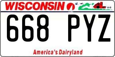 WI license plate 668PYZ