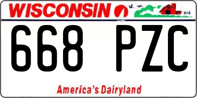 WI license plate 668PZC