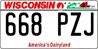 WI license plate 668PZJ