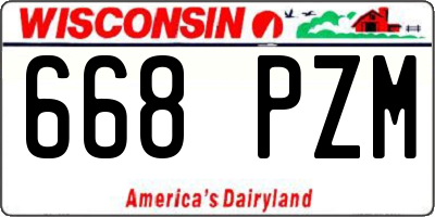 WI license plate 668PZM